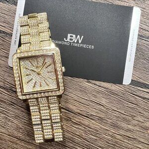 JBW Women's Watch 18K Gold Plated Swiss Quartz Diamonds Swarovski Crystals